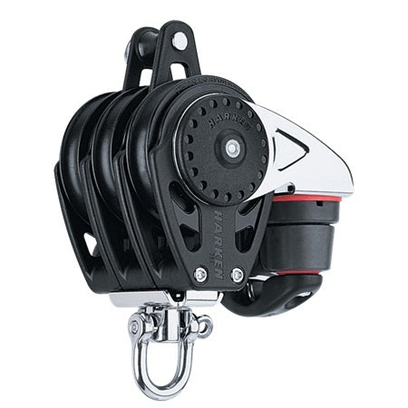 Harken 75mm Carbo Block, 3-scheibig mit Klemme/Hundsfott