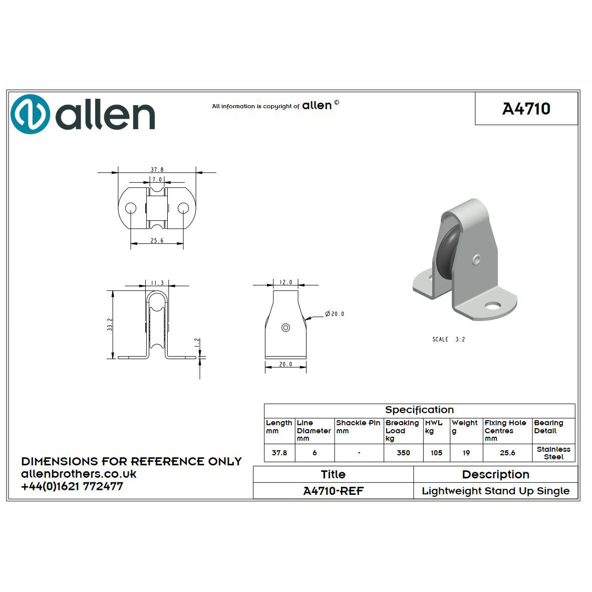 Allen 20mm Bockrolle, 1-scheibig-aquaequip.de