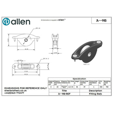 Allen 25mm Einlassblock (Edelstahl/6mm)