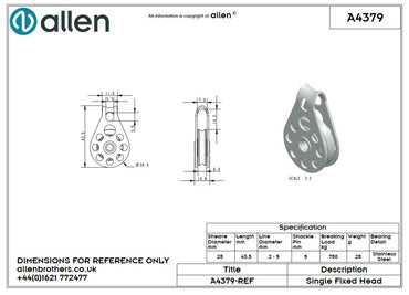 Allen 25mm Hochlastblock, 1-scheibig