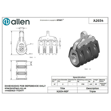 Allen 30mm Block, 3-scheibig