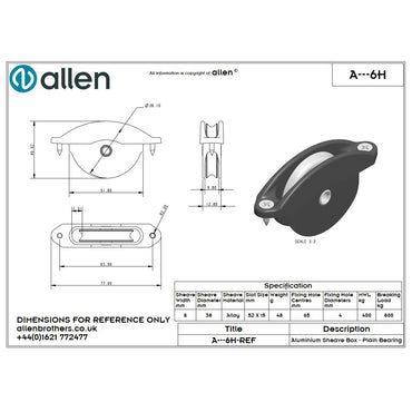 Allen 38mm Einlassblock (Aluminium/6mm)