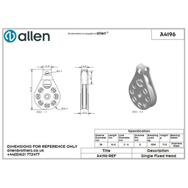 Allen 38mm Hochlastblock, 1-scheibig