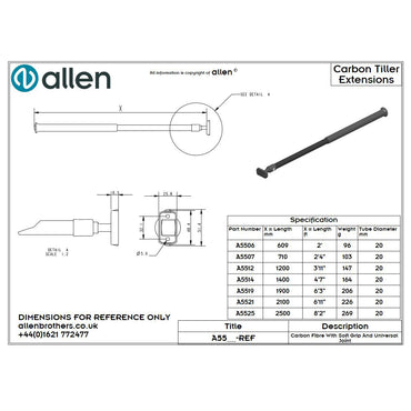 Allen Carbon Pinnenausleger, 60-140cm