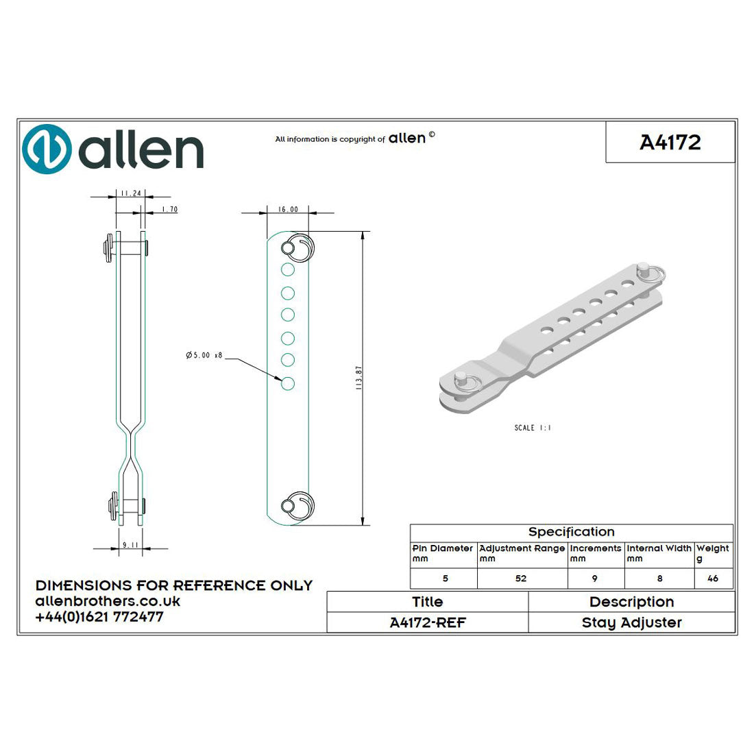 Allen Wantenversteller 114mm, verschweißt