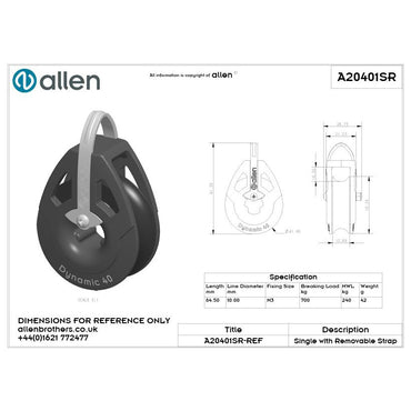 Allen 40mm Block, 1-scheibig, mit abnehmbarem Bügel