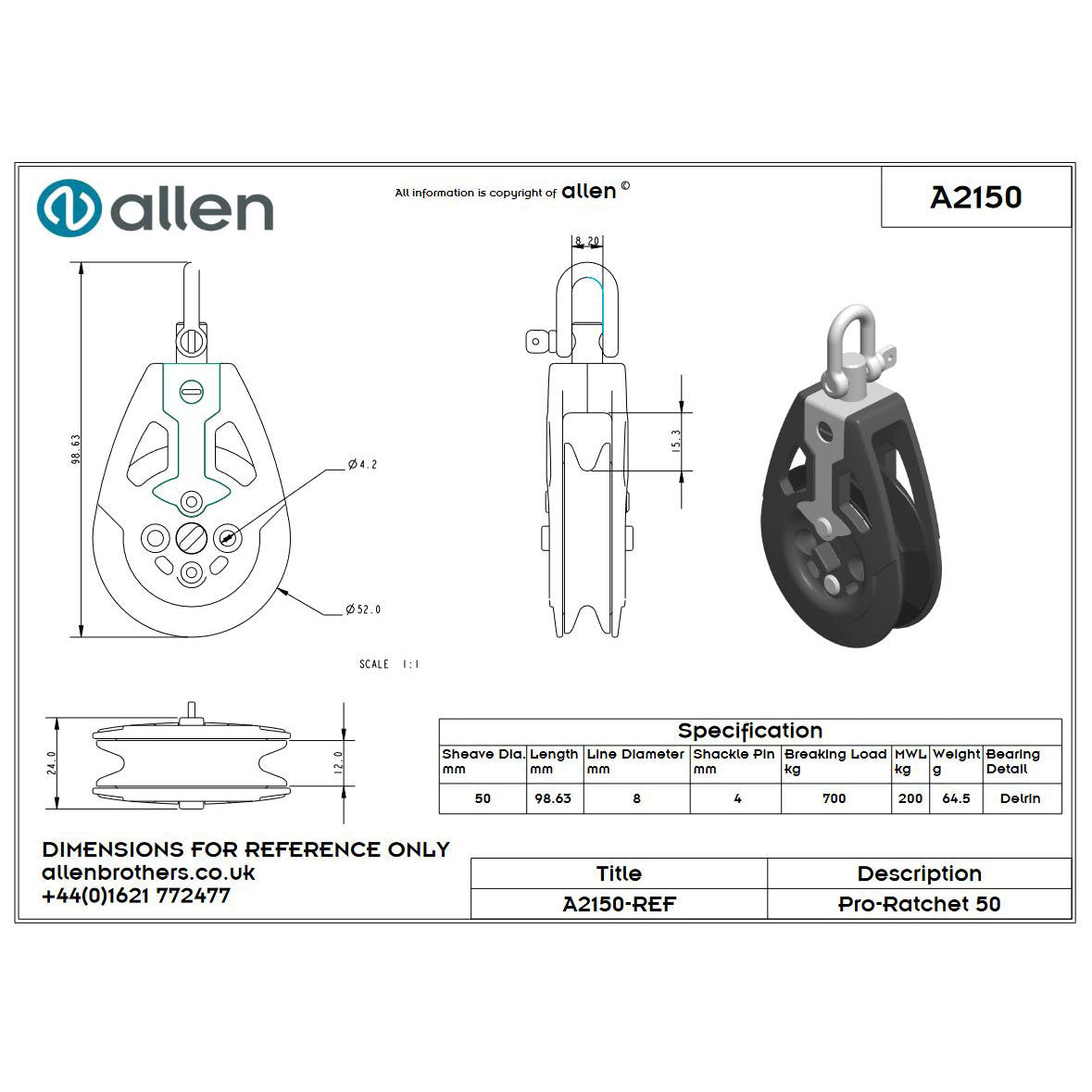 Allen 50mm Umschaltblock 'Pro Ratchet' (manuell)