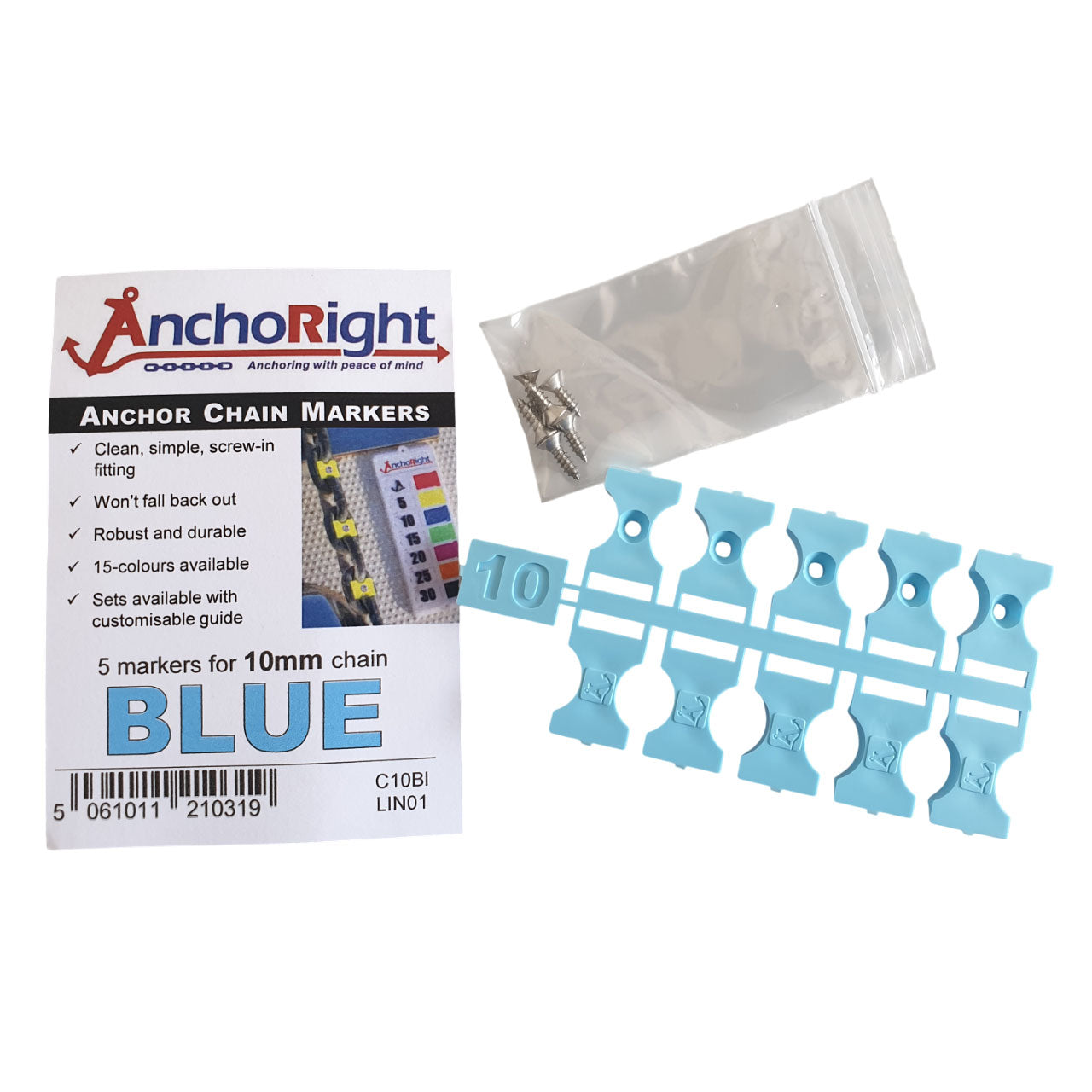 ANCHORIGHT Kettenmarkierungen - 10mm- Hellblau