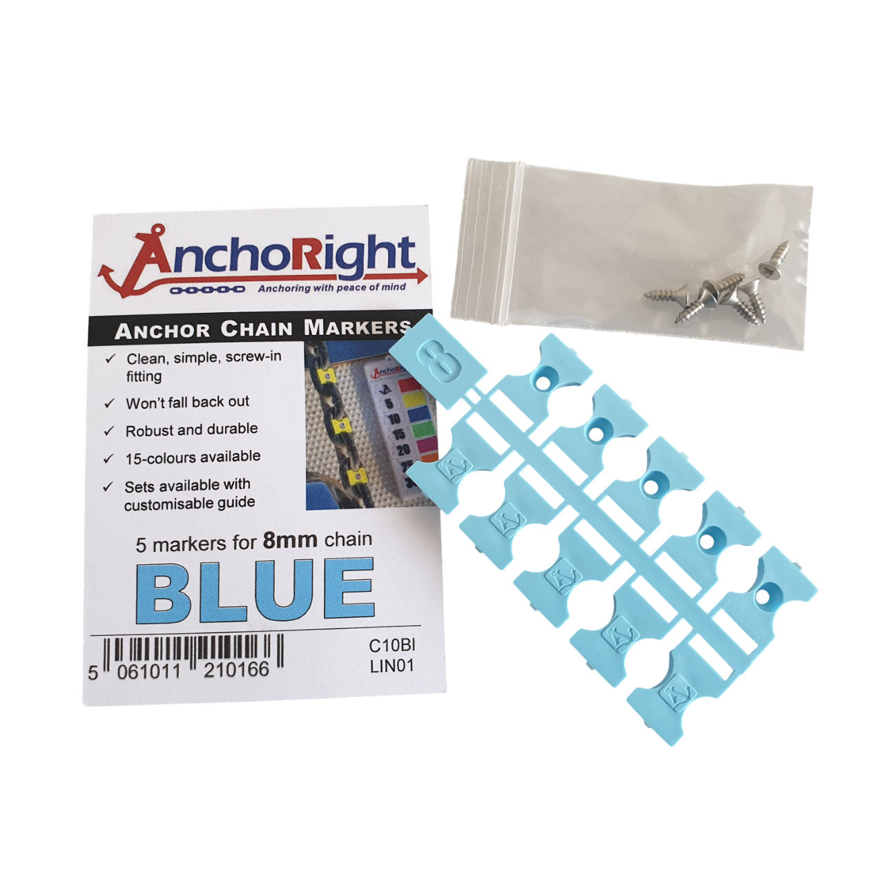 ANCHORIGHT Kettenmarkierungen - 8mm- Hellblau