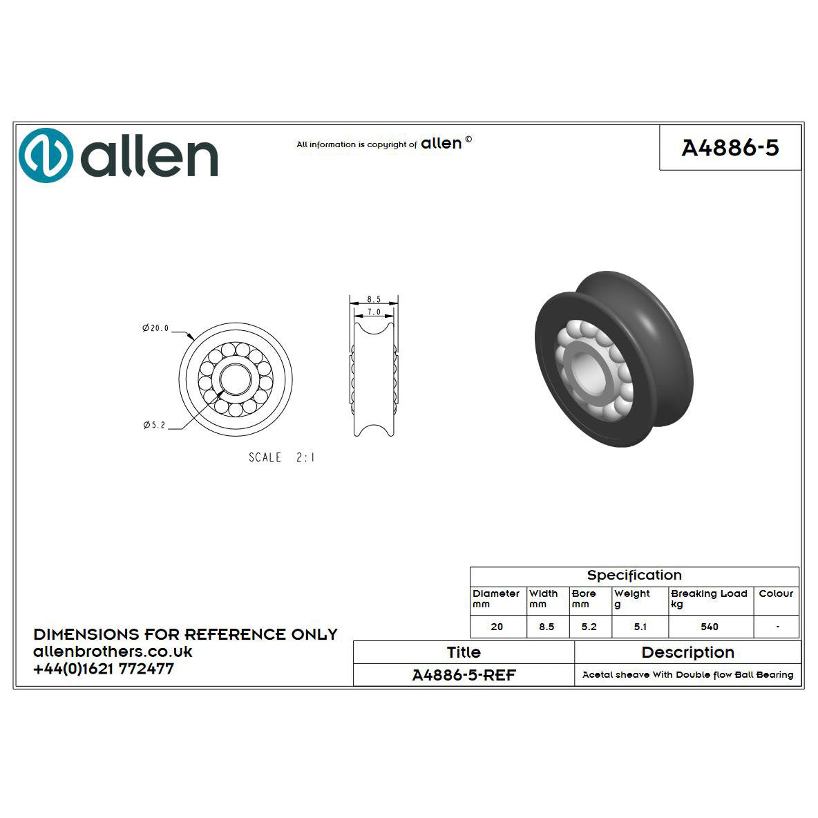 Allen Kugellager Scheibe (20mm)