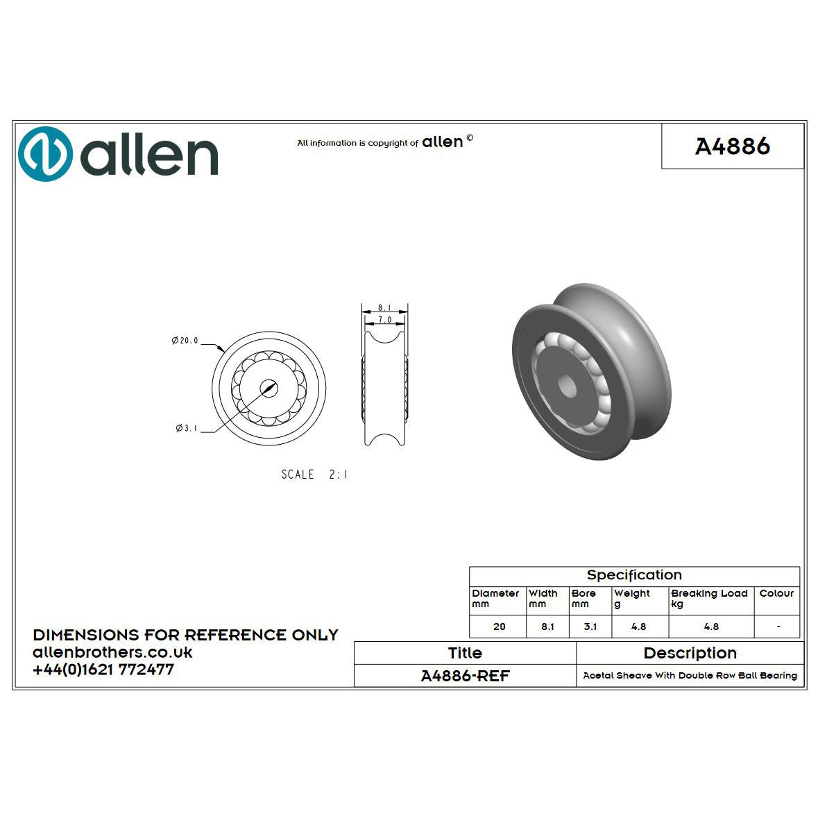 Allen Kugellager Scheibe (20mm)