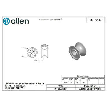 Allen Acetal Rolle, 27mm Durchmesser