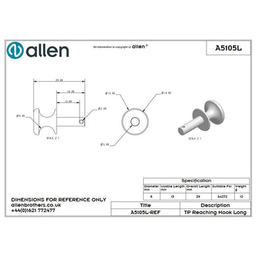 Allen Bolzen 'Reaching Hook' mit Garnrolle für Wantenversteller