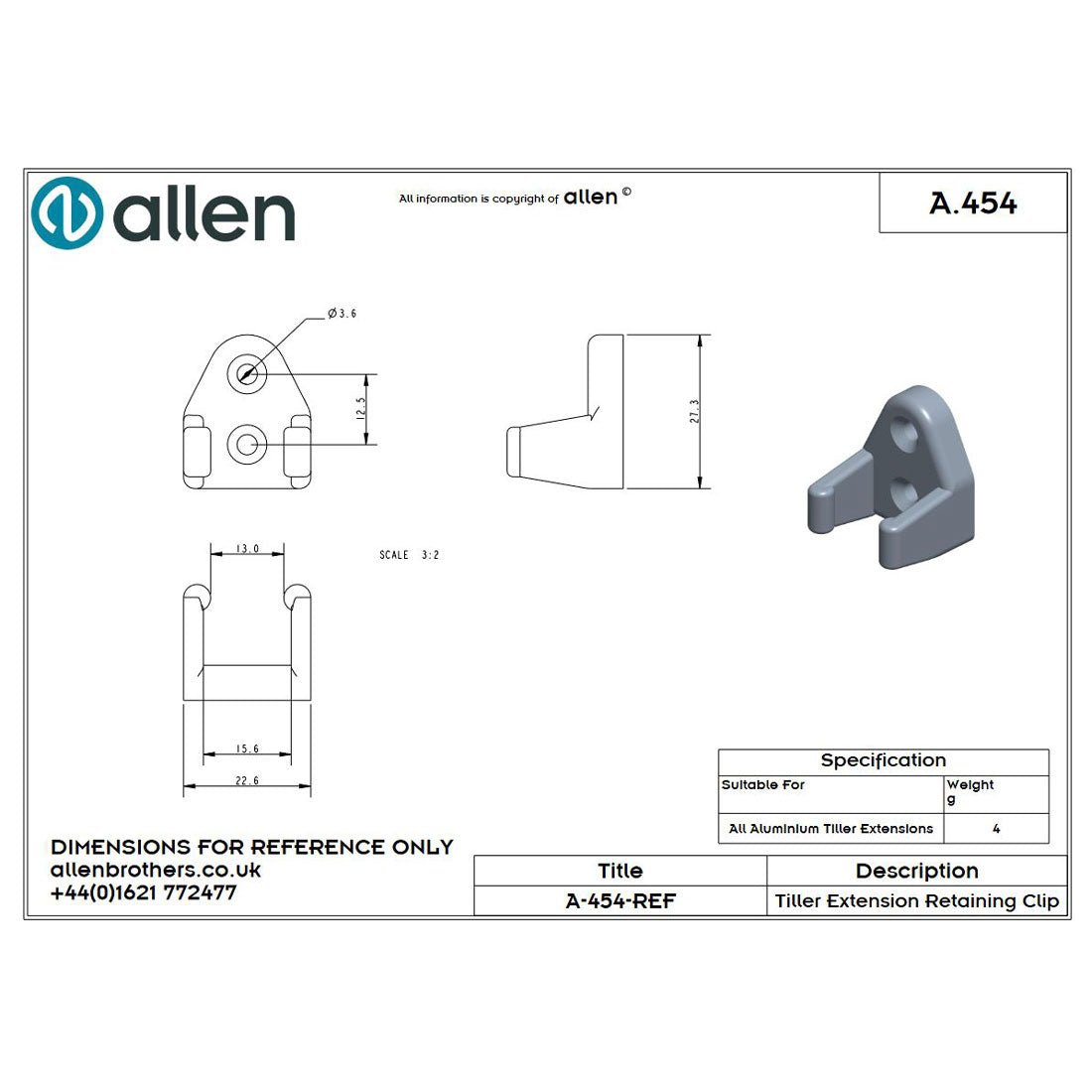 Allen Halterung für Pinnenausleger