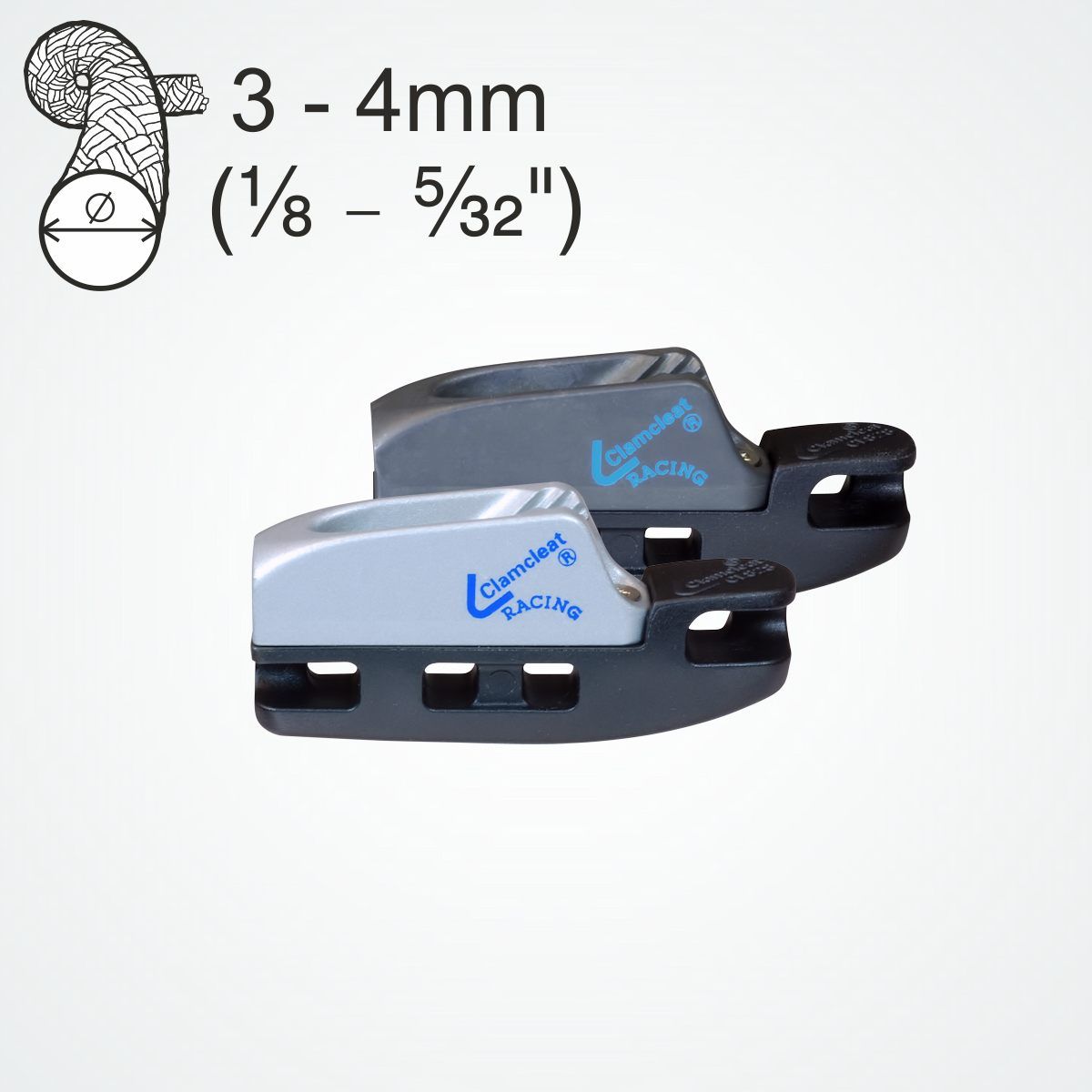 Clamcleat Tauklemme 'Aero CL828' mit CL268 Racing Micros