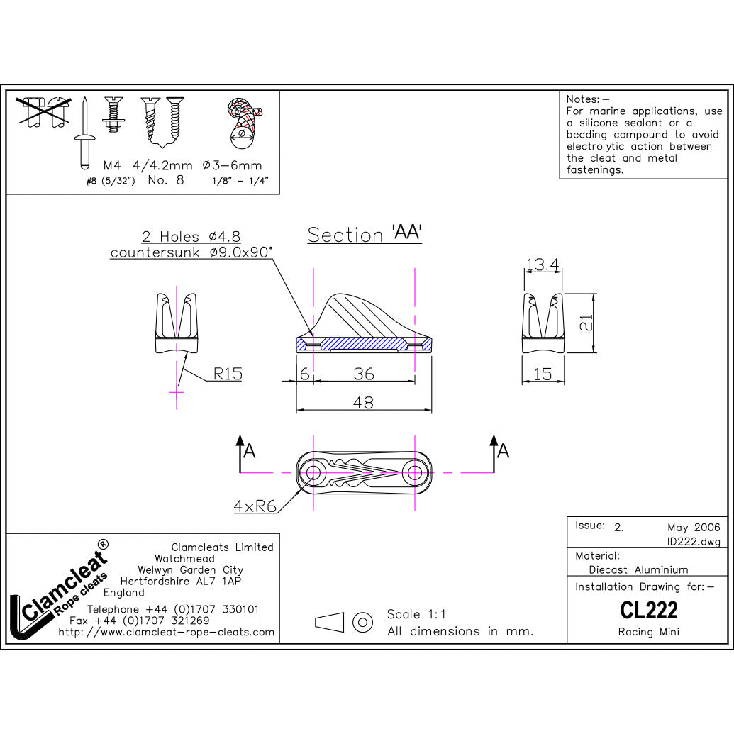 ClamCleat Tauklemme 'Racing Mini', CL222