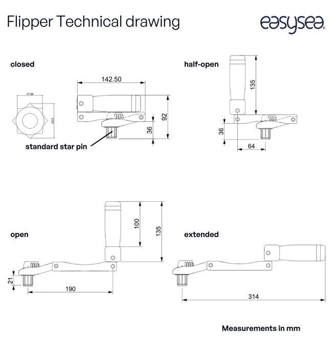 easysea Winschkurbel 'Flipper' (klappbar)
