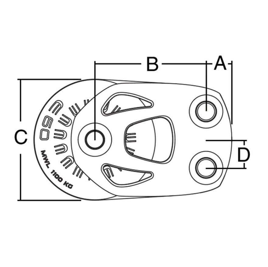 Harken 60mm Element Umlenkblock, 1-scheibig