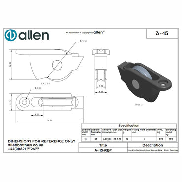 Allen 25mm Einlassblock (Acetal/5mm)-aquaequip.de
