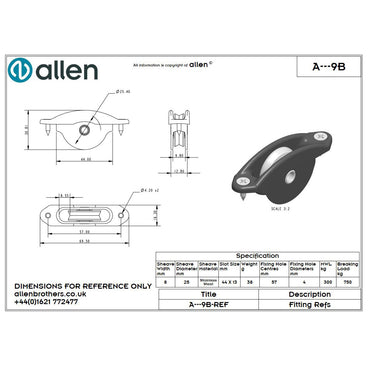 Allen 25mm Einlassblock (Edelstahl/6mm)