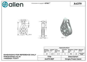 Allen 25mm Hochlastblock, 1-scheibig