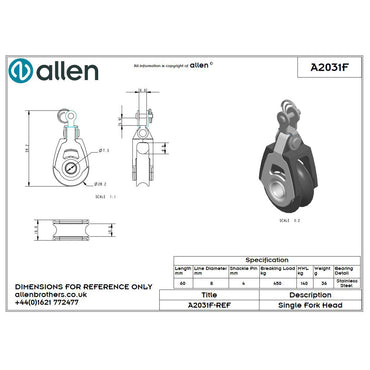 Allen 30mm Block, 1-scheibig, mit Gabelkopf