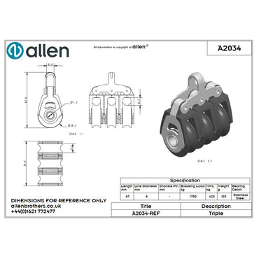 Allen 30mm Block, 3-scheibig