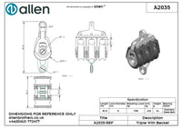 Allen 30mm Block, 3-scheibig, mit Hundsfott