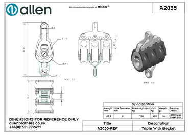 Allen 30mm Block, 3-scheibig, mit Hundsfott
