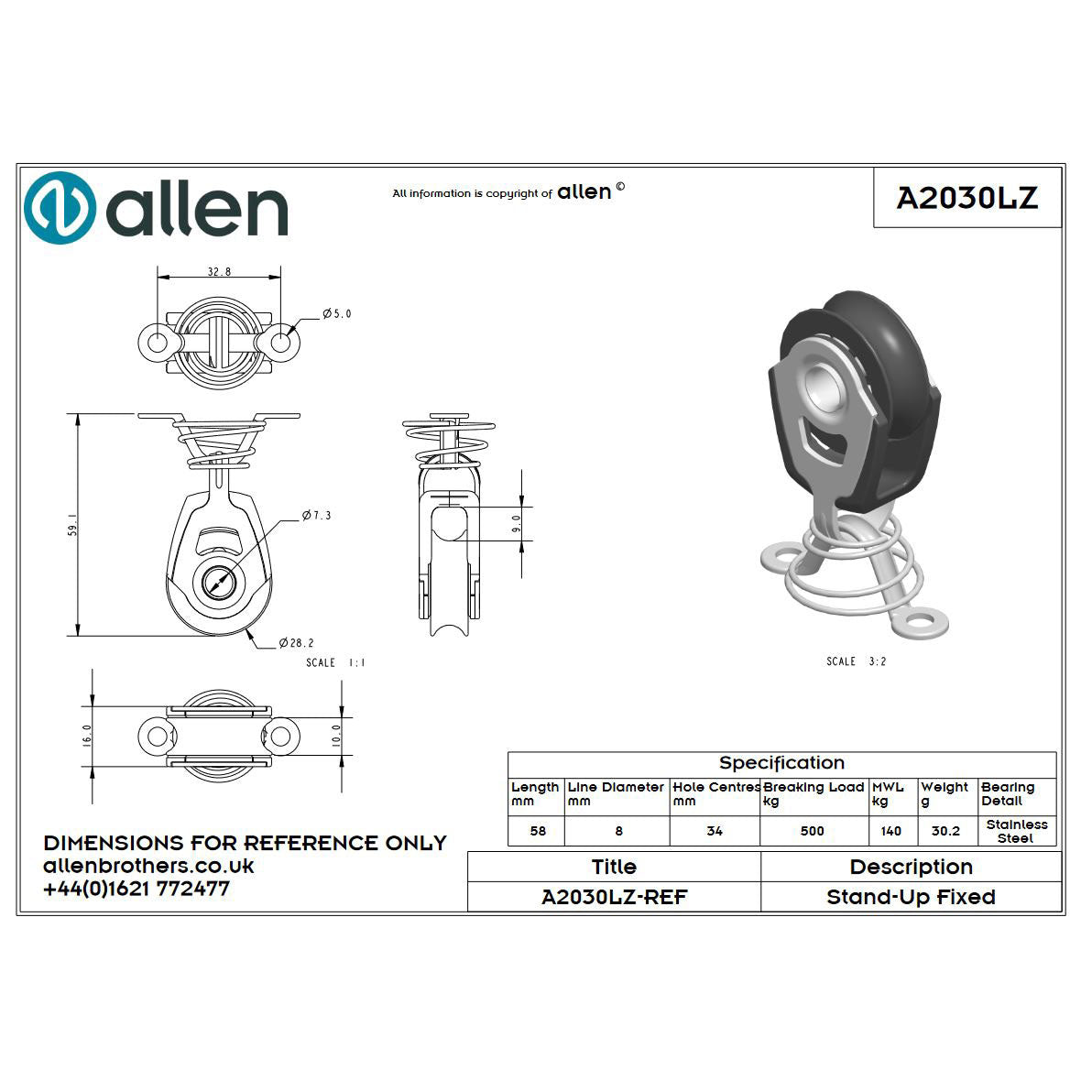 Allen 30mm Dynamic Block mit Bügel und Feder