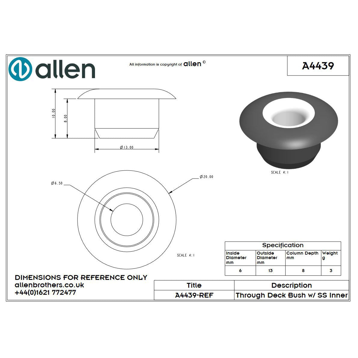 Allen Decksdurchführung (6mm)
