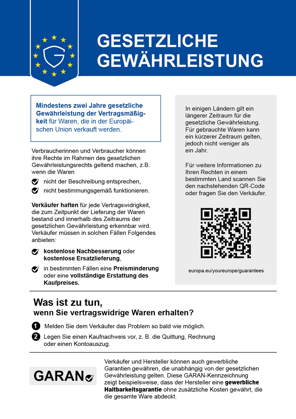Gesetzliches Gewährleistungslabel