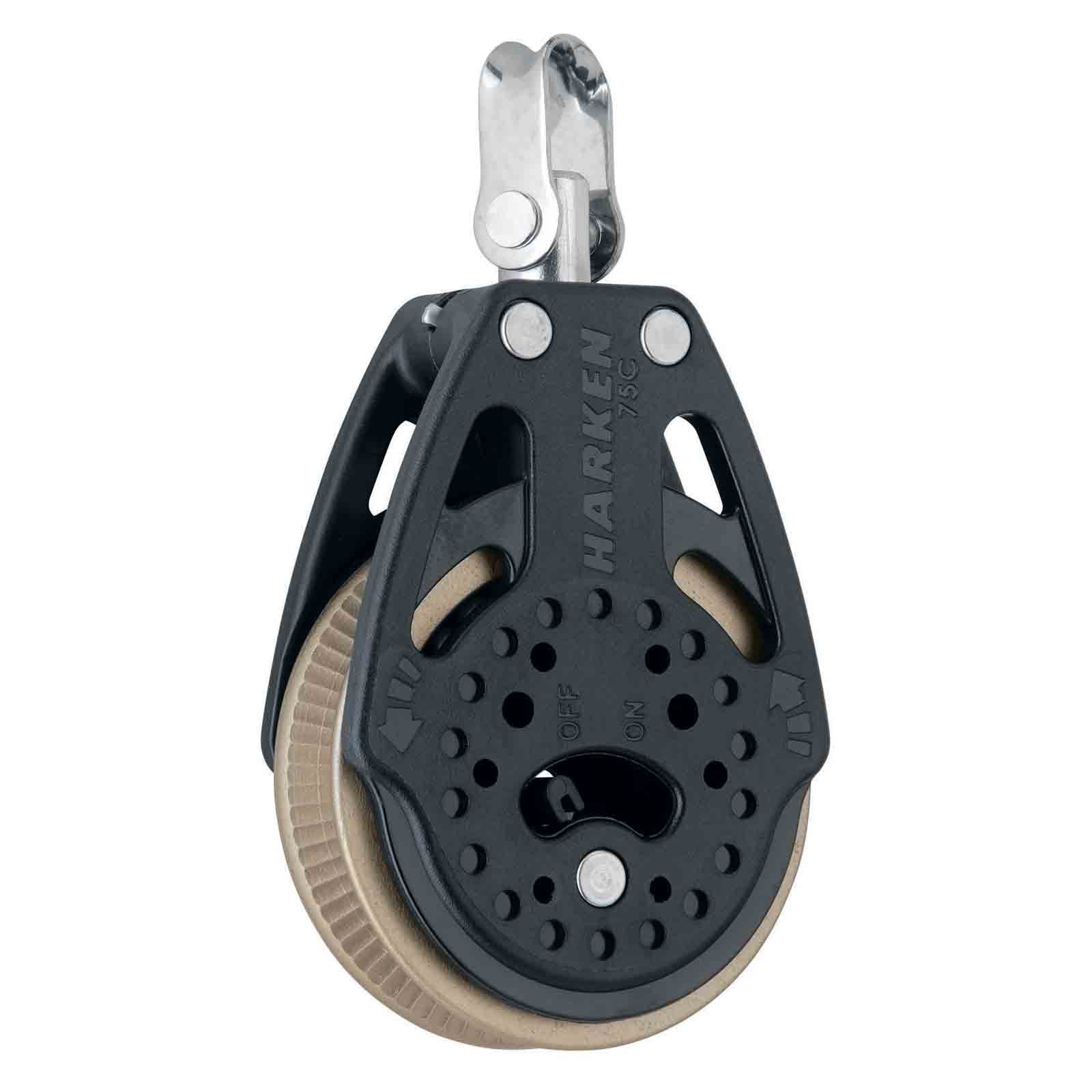 Harken 75mm Carbo Ratchet Block, mit Wirbel (1,5x Grip)