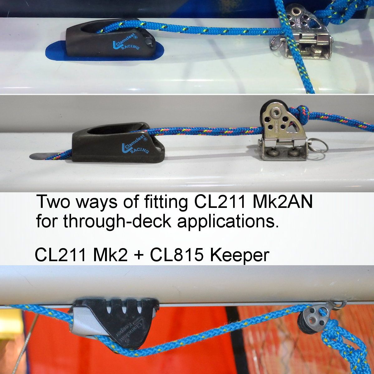 Clamcleat Tauklemme 'CL211 MK2' mit Leitöse (hart eloxiert) Clamcleat