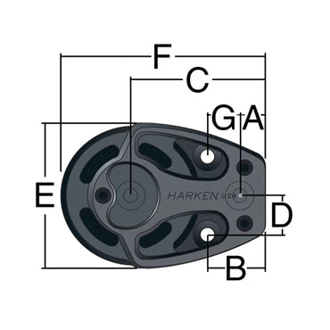 Harken 57mm Black Magic Umlenkblock, 2-scheibig
