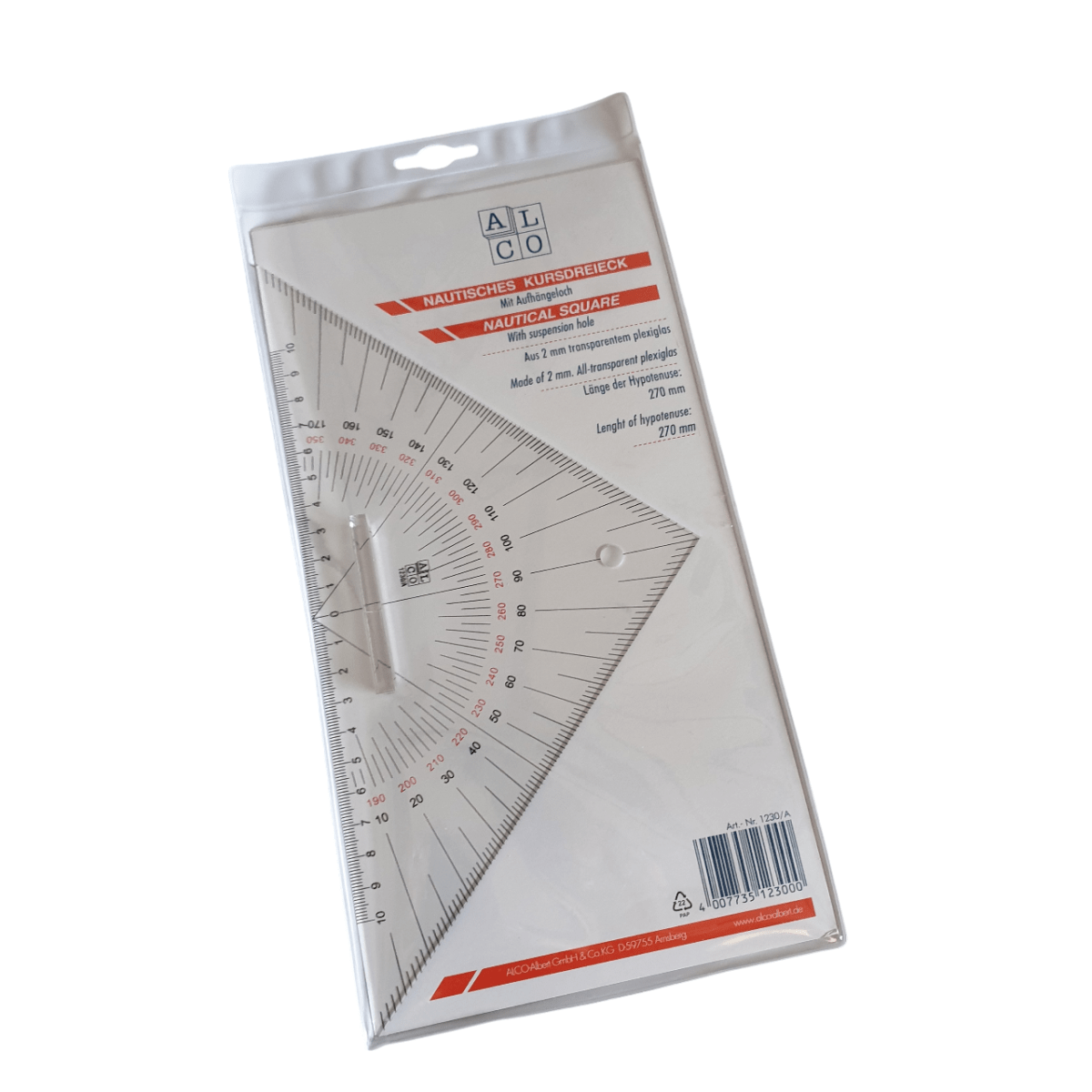 Kursdreieck mit Griff (270mm)