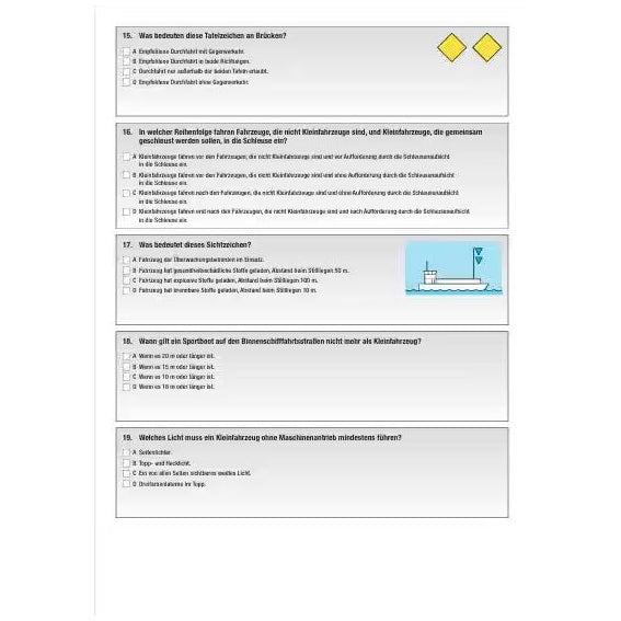 Übungsbogen Sportbootführerschein Binnen