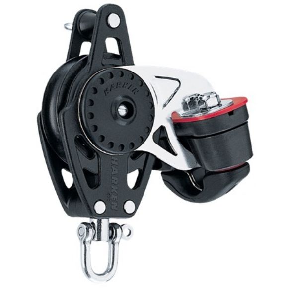 Harken 57mm Carbo Block, 1-scheibig, mit Klemme und Hundsfott