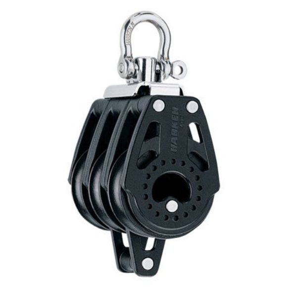 Harken 40mm Carbo Block, 3-scheibig, mit Wirbel und Hundsfott