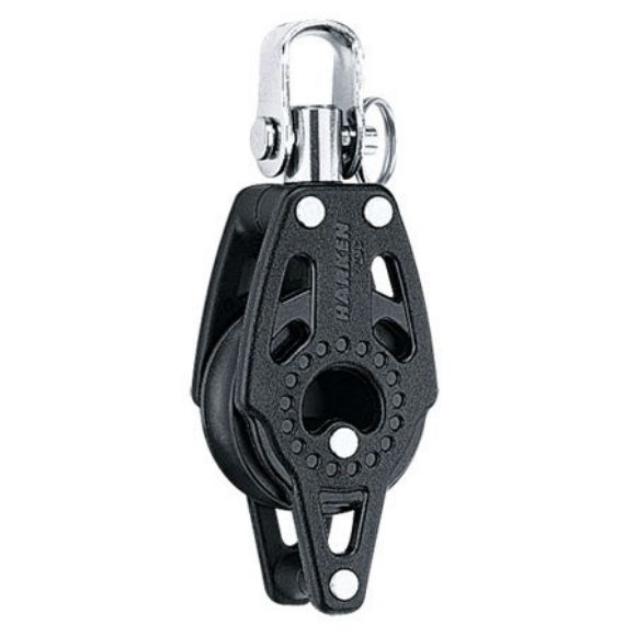 Harken 29mm Carbo Block, 1-scheibig, mit Hundsfott und Wirbel