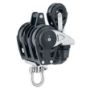 Harken 40mm Carbo Ratschblock, 3-scheibig, mit Klemme, Hundsfott und 29mm Block